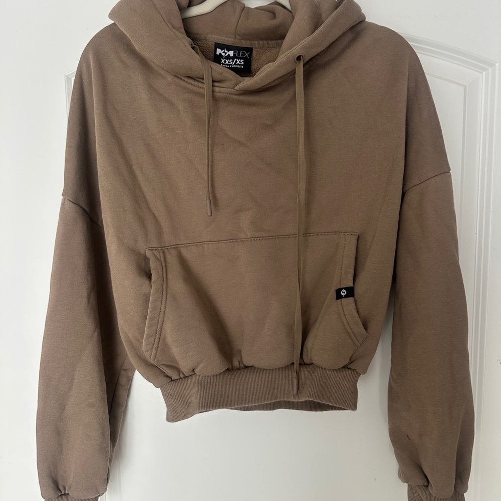 POPFLEX Brown Cowl Neck Hoodie